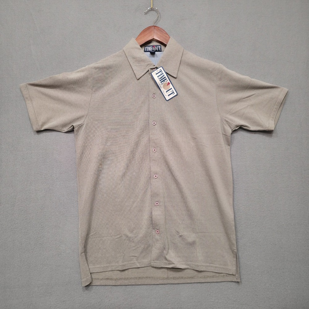 Time‎ Out Mens Gray Short Sleeve Button Up Shirt Size Small NWT